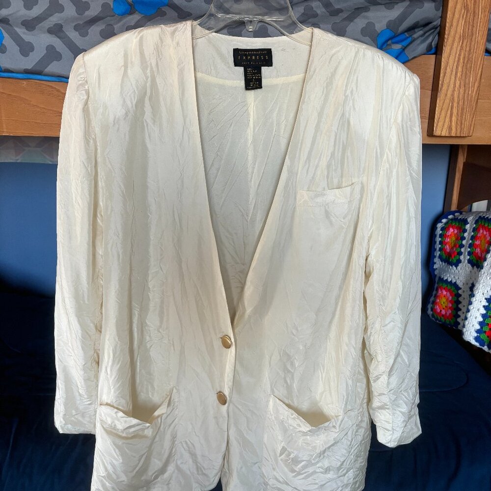 Vintage Ivory Silk Blazer